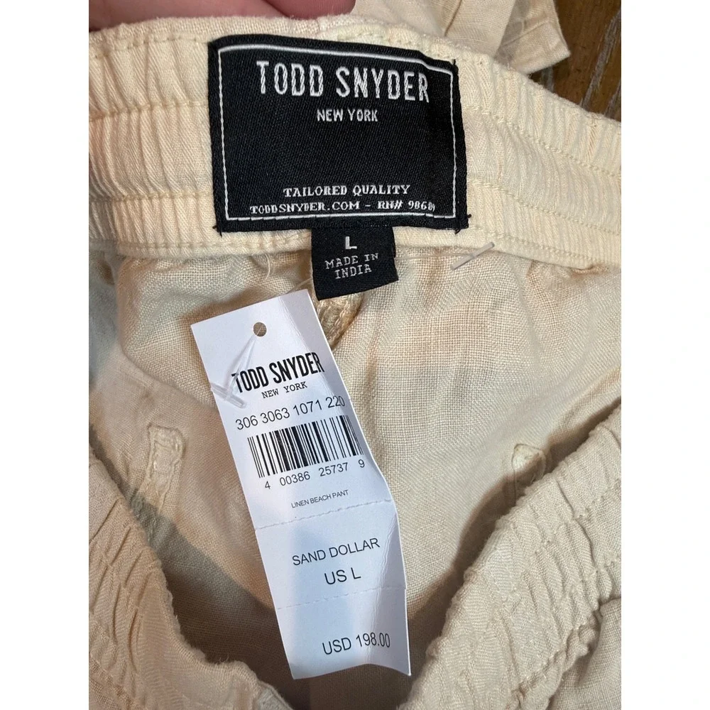 Todd Snyder NWT Linen Beach Pant Sand Dollar Khaki Tan Men's Size Large